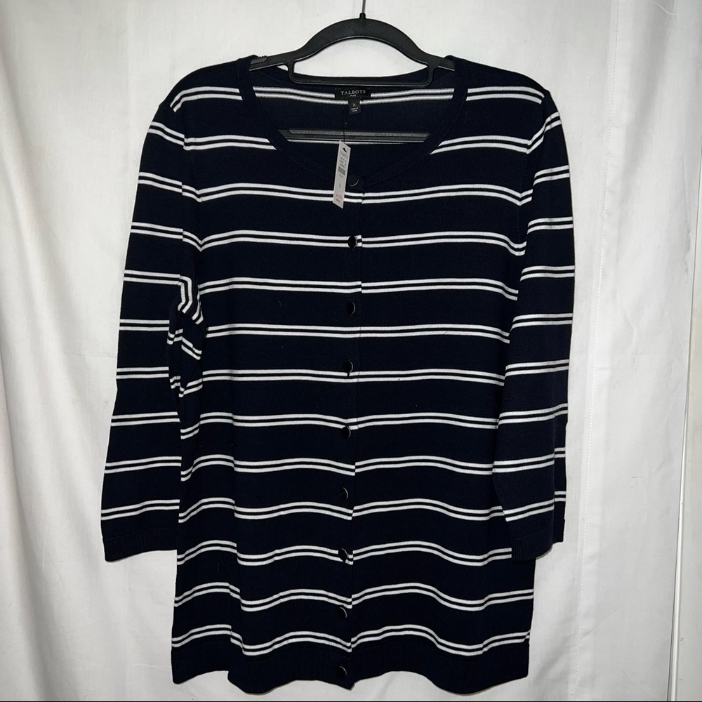 💕 4/$25 NWT Navy and White Striped Button Down Sweater from Talbots